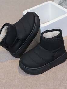 1 Pair Kids Snow Boots, Boys/Girls Winter New Plush Lined Warm Snow Boots - Black - View 3