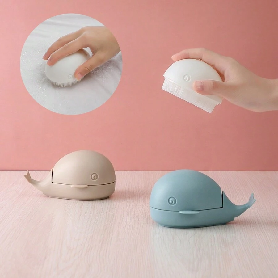 1pc Whale Shaped Laundry Brush, Shoe Brush, Small Household Cleaning Brush, Non-Shedding & Non-Damaging - A - View 1