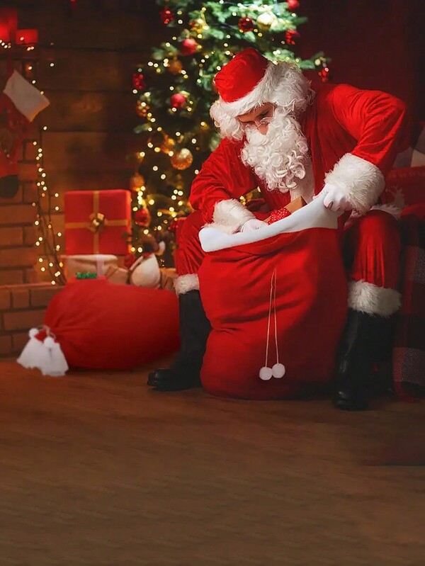 1pc Red Santa Claus Giant Gift Bag, Reusable Oversized Christmas Burlap Bag, Red Soft Christmas Velvet Drawstring Bag, Used For Gift Packaging, Party Christmas Tree Decoration (The Rope Is Random)