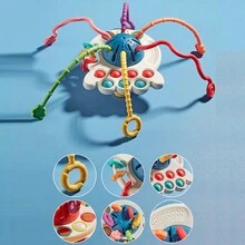 Đồ chơi dây kéo cảm giác cho bé Đồ chơi gặm nướu bằng silicon cho trẻ sơ sinh Đồ chơi giáo dục sớm cho bé rèn luyện khả năng cầm nắm - Nhiều màu - Xem 6