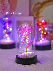 1pc Realistic Colorful Gold Foil Rose Flower Lamp, Desktop Decorative Rose Flower Light, Rose Flower Gift For Valentine's Day, Mother's Day, Thanksgiving, Couple's Memorabilia, Christmas Desktop Decor Flower Lamp, Suitable As Christmas Gift For Friends And Family - Multicolor - View 17