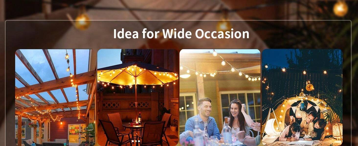 Outdoor String Lights 50Ft, Mains Powered Festoon Lights With 25+1