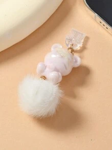 1 Pce Simple Fashion Pink Bear Dust Plug, Compatible With Iphone And Type-C Mobile Phone Interface