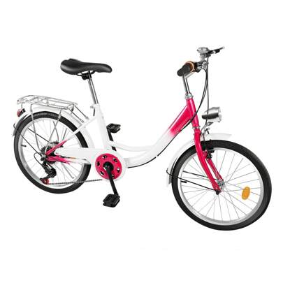 Bicicletta da 20 pollici a 6 velocità, con luce, sedile di adattamento, bici, capacità di carico 90 kg / 198 libbre