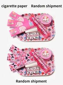 Set de 8 piezas de accesorios para fumar, incluye 2 molinillos, 3 libritos de papeles de liar, 2 papeles de filtro, 1 máquina de liar manual de 4,72 pulg, bandeja de metal de 7,09 pulg*5,51 pulg, regalo para fumadores (los papeles de liar se envían al azar en el set rosa) Corazón de San Valentín de niño Mujeres de San Valentín - Multicolor - Ver 9