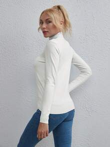 1 chiếc áo len dài tay màu trơn nhẹ phù hợp mọi phong cách - trắng - Xem 2