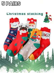 2/3/5 pares de meias masculinas e femininas casais multicoloridas aleatórias quatro estações natal fofo desenho animado árvore de natal boneco de neve alce moda esportiva diária casual meia média