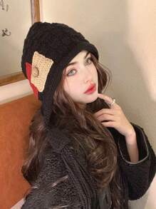 1pc Women's Winter Handmade Tassel Knit Hat, Autumn & Winter Warm Ear Protection Fashionable Beanie, Suitable For Daily Wear, Shopping And Skiing