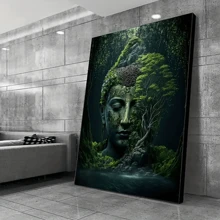 1 件，自然界中的佛陀壁画，佛教禅宗冥想复古海报印刷，极简主义油画，适用于家庭装饰、卧室、客厅、家庭办公室、浴室装饰、墙壁装饰 20*28 英寸，无框