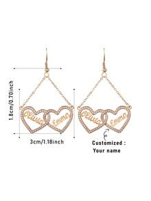 定制个性化 2 件/套全水钻镶嵌双心形耳环，感恩节、母亲节、情人节、生日、周年纪念、朋友、同学、毕业、圣诞节、家庭高级礼物 - 藍色盒子 - 查看 4