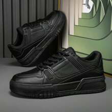 男士休闲帆布运动鞋，舒适，经典时尚百搭设计，防滑耐用 - 黑色 - 查看 2