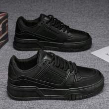 男士休闲帆布运动鞋，舒适，经典时尚百搭设计，防滑耐用 - 黑色 - 查看 1