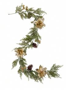 1 pièce, 120 cm Vigne de Noël artificielle, plante factice, guirlande de Noël, vigne de fleurs artificielles, couronne de Noël artificielle - fleurs réalistes et pommes de pin factices, feuilles vertes denses, convient pour la décoration intérieure et extérieure de la maison, décoration de Noël extérieure, cheminée, décoration de table à manger, rideaux, fenêtres, escalier, décoration pour fête de Noël, anniversaire de mariage - choix idéal pour une ambiance festive de Noël