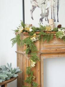 1 pièce, 120 cm Vigne de Noël artificielle, plante factice, guirlande de Noël, vigne de fleurs artificielles, couronne de Noël artificielle - fleurs réalistes et pommes de pin factices, feuilles vertes denses, convient pour la décoration intérieure et extérieure de la maison, décoration de Noël extérieure, cheminée, décoration de table à manger, rideaux, fenêtres, escalier, décoration pour fête de Noël, anniversaire de mariage - choix idéal pour une ambiance festive de Noël