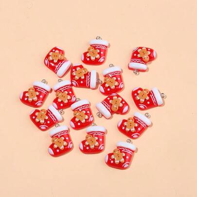 10 sztuk piernikowych ludzików i ozdób choinkowych z żywicy, odpowiednich do samodzielnego wyrobu biżuterii - idealne do kolczyków, naszyjników, torebek i breloków