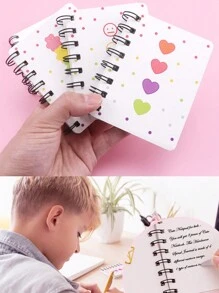 1 pieza/4 piezas Cuaderno adorable, memo espiral, diario de aprendizaje Kawaii y páginas en blanco para notas, cuadernos con patrones de flor, amor y oso, regalos para niños, útiles escolares para maestros, regalos o premios para fiestas de niños, regalos de Navidad y Año Nuevo, pequeños y fáciles de guardar y llevar al aire libre, registro rápido (80 hojas, 160 páginas), cuaderno miniatura adorable, pequeños cuadernos de notas, diarios para niños