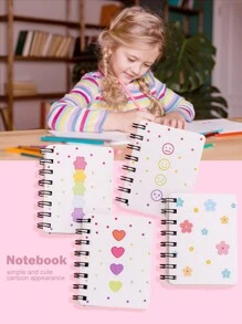 1 pieza/4 piezas Cuaderno adorable, memo espiral, diario de aprendizaje Kawaii y páginas en blanco para notas, cuadernos con patrones de flor, amor y oso, regalos para niños, útiles escolares para maestros, regalos o premios para fiestas de niños, regalos de Navidad y Año Nuevo, pequeños y fáciles de guardar y llevar al aire libre, registro rápido (80 hojas, 160 páginas), cuaderno miniatura adorable, pequeños cuadernos de notas, diarios para niños