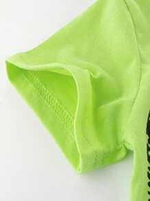 3pcs Young Boys' Casual, Comfortable, Breathable Dinosaur Tyrannosaurus Rex & Letter Printed Short Sleeve Round Neck T-Shirt Set - Multicolor - View 7