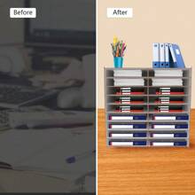18 Compartments Literature Organizer Office Mailbox With Adjustable Shelves Durable Construction Literature Sorter Commercial Shop Fitting Folder For Home Office School - White - View 3