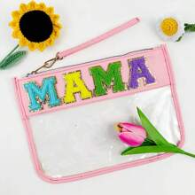 Waterproof Transparent PVC Embroidered Letter Toiletry Organizer Bag, Portable Shower Gym Cosmetic Bag Suitable For Travel - Multicolor - View 7