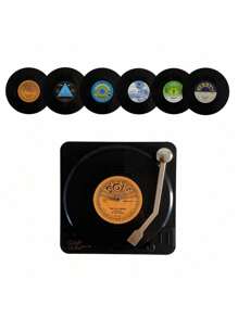 Set van 6 stuks - Vintage Vinylplaat Onderzetters met Houder - Premium Antislip, Hittebestendige Onderzetters voor Stijlvolle Woondecoratie en Bescherming van Drinkgerei - Veel kleurig - Bekijken 12