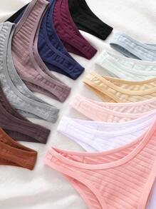 13pcs/Set Plain Romantic Low-Waist Comfortable Women Thong Sexy Panties - Multicolor - View 5