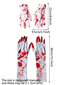 1 Pair Of Blood Stained Socks/Gloves For Halloween Party Costume Role Play, Horror Bloody Socks/Gloves Blood Splatter Costume Role Play Accessories, Suitable For Halloween Decoration Horror Theme Dress Up Role Play Props