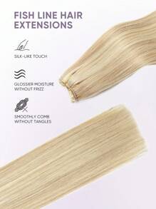 Invisible Wire Hair Extensions Human Hair Color 18/613 Ash Blonde Highlighted Bleach Blonde 12-22 Inch Remy Human Hair Fish Line Hair Extensions Halo Hair Extensions - S18/613 - View 2