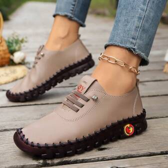 Women's Slip-On Flat Loafers With Stitching, Lightweight Casual Comfortable Moms Shoes, Suitable Year-Round