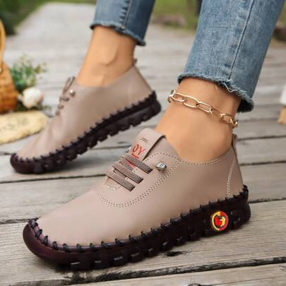 Mujeres Mocasines Planos con Costura, Zapatos Ligeros Casuales Cómodos para Mamás, Aptos para Todo el Año