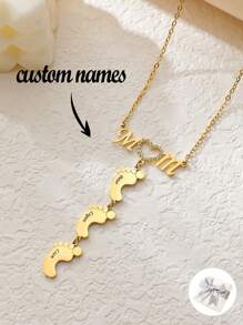 1 Vòng cổ nhiều tên dành cho mẹ và con được cá nhân hóa Quà tặng ngày của mẹ, Mặt dây chuyền tên chân của mẹ, Vòng cổ khắc tên bé dành cho phụ nữ, Quà tặng ngày của mẹ, Quà tặng Giáng sinh - Vàng - Xem 5