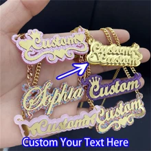 Customized Personalized Name Necklace - Gold Chain Personalized - Acrylic Name Necklace - Customized Nameplate - Customizable Name Necklace - Gift For Her, Girls - Multicolor - View 1