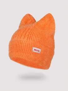 1 pezzo Berretto in maglia con orecchie di gattino stile Y2K per donne, adatto per l'uso quotidiano autunnale e invernale