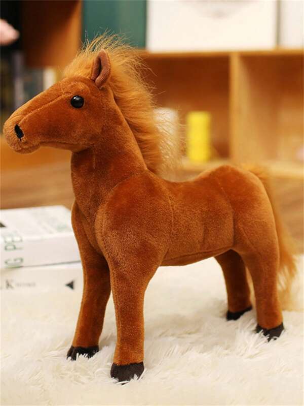 Peluche de cheval réaliste en peluche, poupée de peluche, coussin. Matériau doux et confortable. Cadeau créatif pour petite amie, petit ami, ami. Décoration de chambre à coucher/salon