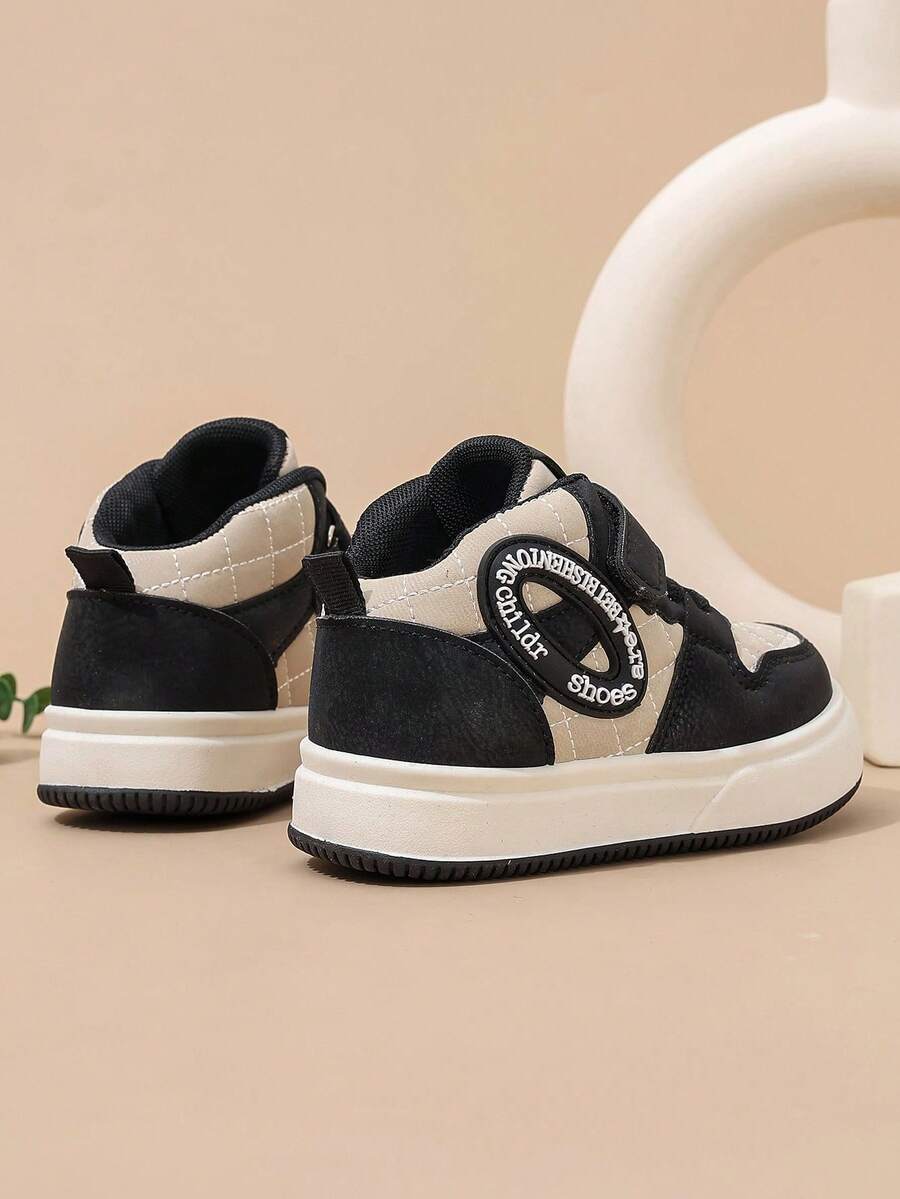 1 Pair Toddler Kids PU Leather High Top Sneakers With Hook And Loop
