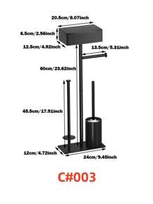1pc Minimalist Black Multi-Layer Toilet Paper Holder With Storage Box, Floor-Standing Toilet Paper Roll Rack, Bathroom Accessory, Suitable For Christmas, Decoration, Gift, Thanksgiving, Home Decor - Black - View 8