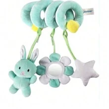 可挂在婴儿床、汽车座椅和婴儿车上的动物图案螺旋毛绒玩偶，带挂钩的移动玩偶，可挂在婴儿床和婴儿车上 - 粉色 - 查看 5