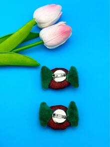 2 件全新圣诞毛绒卡通鞋饰，可用于包包、胸针、发饰、鞋夹 - 綠色 - 查看 9