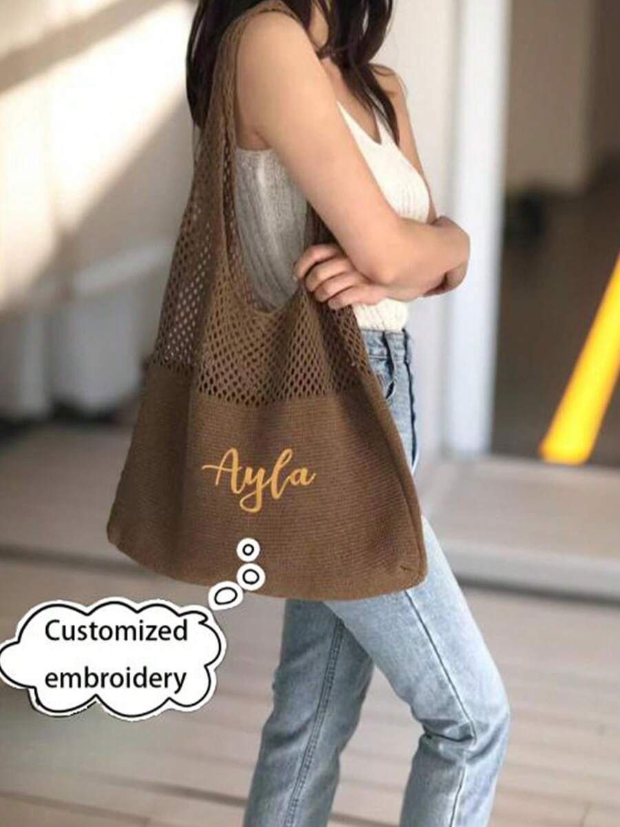 Bolsos personalizados, bolsos de mano bordados personalizados, carteras de ganchillo para mujer, bolsas de la compra, bolsas de verano, bolsas de playa, bolsas bohemias tejidas a mano, bolsos de mujer, regalos para ella, regalos de Navidad, regalos de graduación, patrones de bolsos de ganchillo, regalos de bolsas reutilizables - Multicolor - Ver 1