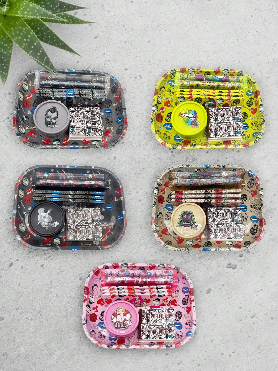 Set de 8 piezas de accesorios para fumar, incluye 2 molinillos, 3 libritos de papeles de liar, 2 papeles de filtro, 1 máquina de liar manual de 4,72 pulg, bandeja de metal de 7,09 pulg*5,51 pulg, regalo para fumadores (los papeles de liar se envían al azar en el set rosa) Corazón de San Valentín de niño Mujeres de San Valentín - Multicolor - Ver 1