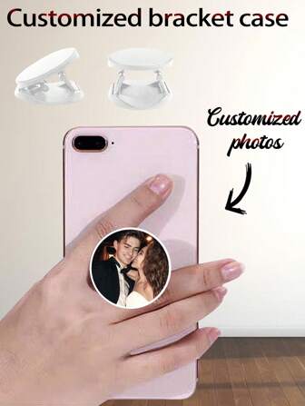 1pc Customizable Personalized Pattern Full Wrap Foldable Phone Holder For All Types Of Phones, Couple Set,Phone Charm,Stylish,Colorful,Vintage,Cute,Contracted,Funny,Custom,Personalized,Unique,Customized,Ideal Gifts For Him,Ideal Gifts For Her,Boyfriend,Girlfriend,Family,Friends,Grandparents,Couple,For Anniversaries,For Birthdays