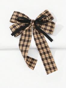1 件秋冬千鸟格蝴蝶结发夹，带飘带和棋盘格发夹 - 彩色 - 查看 2
