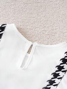 Baby Girls Long Sleeve Houndstooth Pattern 2 In 1 Flared Pants Set, Suitable For Spring And Autumn - White - View 4