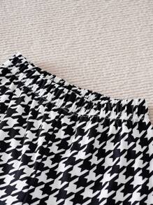 Baby Girls Long Sleeve Houndstooth Pattern 2 In 1 Flared Pants Set, Suitable For Spring And Autumn - White - View 8