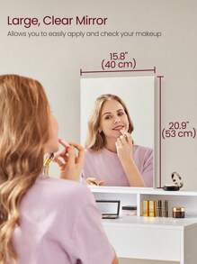 VASAGLE Dressing Table With Large Mirror, Vanity Table With 2 Drawers And 3 Compartments, Makeup Table, Modern, 40 X 100 X 140 Cm, White - White - View 6
