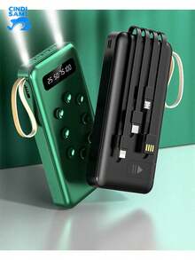 Nuevo banco de energía móvil, banco de energía de gran capacidad con ventosa y cable incorporado, banco de energía móvil desmontable - Negro - Ver 2