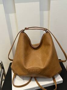 女士时尚背包 便携通勤纯色单肩包 大容量手提包 适合外出旅行约会购物 - 棕色 - 查看 10