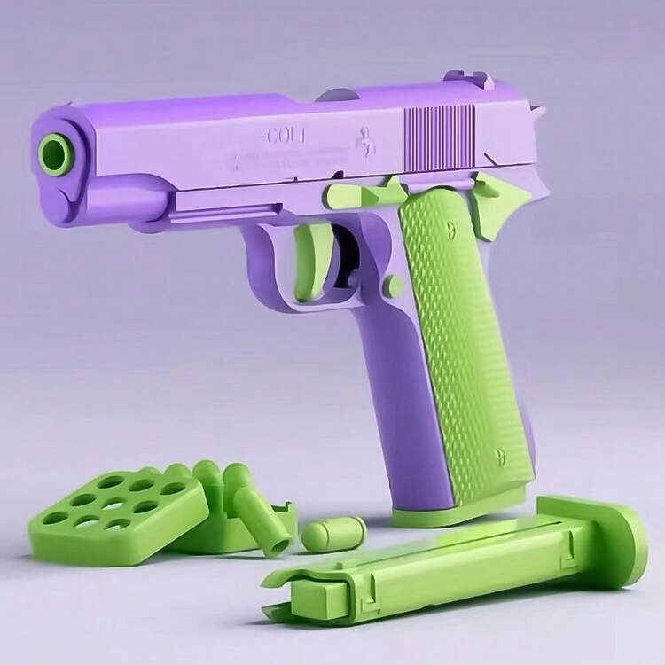 1 件玩具枪带 9 颗子弹教育模型玩具手枪射击游戏模拟投掷弹壳，不射击，儿童礼物，适合男孩女孩，圣诞节， - 彩色 - 查看 6