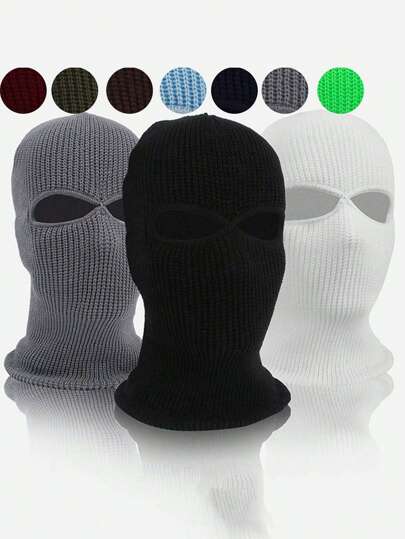 1 Pc Riding Face Mask, Knit Balaclava Full Face Mask - 2-Hole Ski Mask For Men & Women, Full Face Cover Winter Warmth And Windproof Head Cover, Breathable Outdoor Sports Mask For Skiing, Bicycles, Snowboarding & Cold Weather Activities, Winter Face Mask, Skiing Accessory, Modern Sporty Style, Durable Knit Fabric