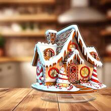 1pc,Merry Christmas Gingerbread House Acrylic Desktop Decoration - 9.61 Inches By 6.2 Inches X 6 Inches - Perfect For Home And Office! - Multicolor - View 6
